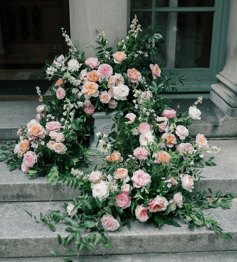 Cascading pink roses for Art in Bloom DC